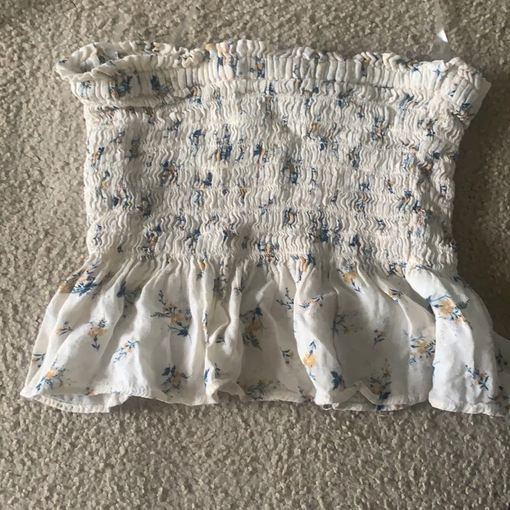 AE yellow flower scrunch tube top